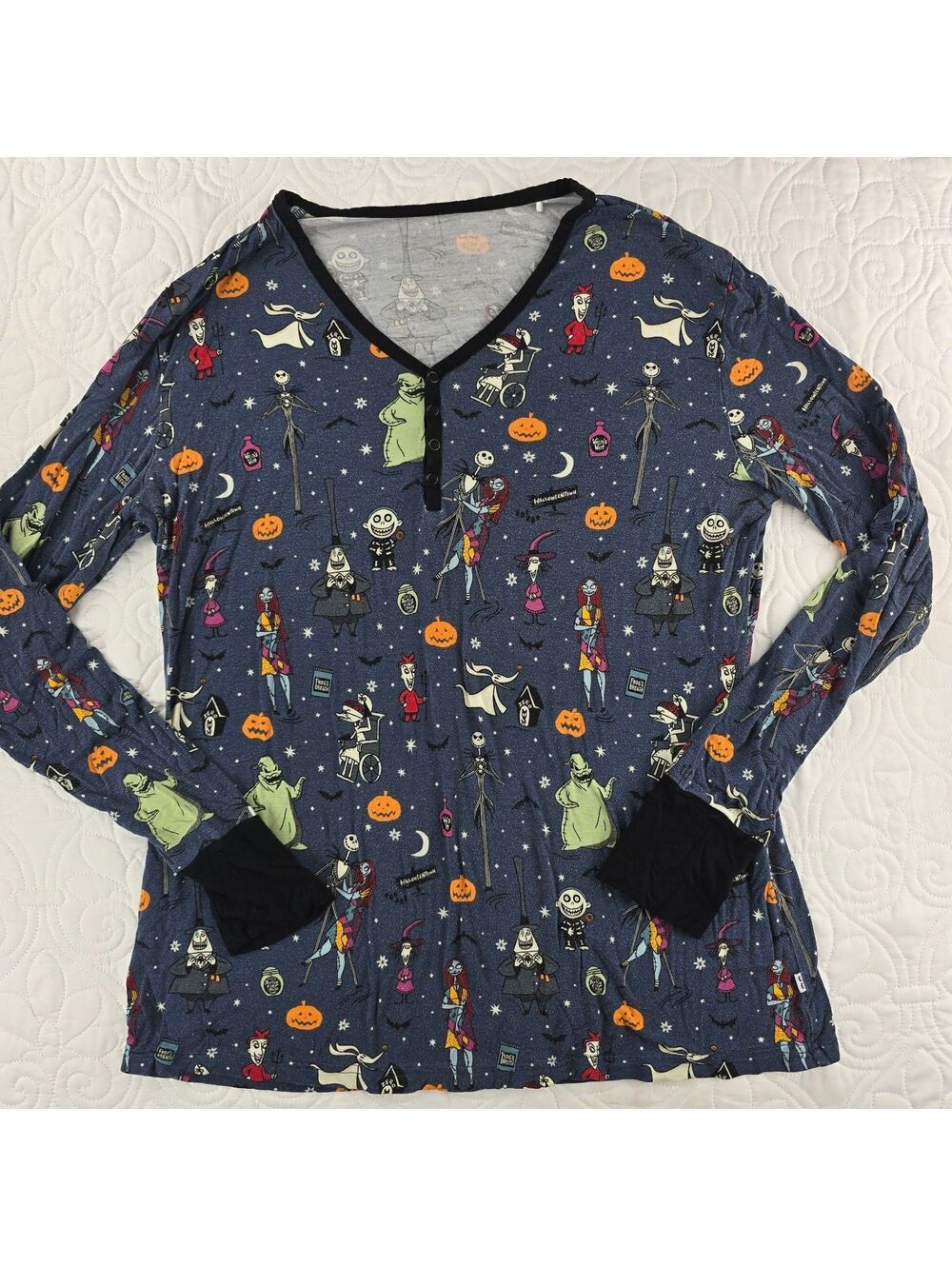 Little Sleepies Disney Nightmare Before Christmas Bamboo Pajama Top Woman Size M